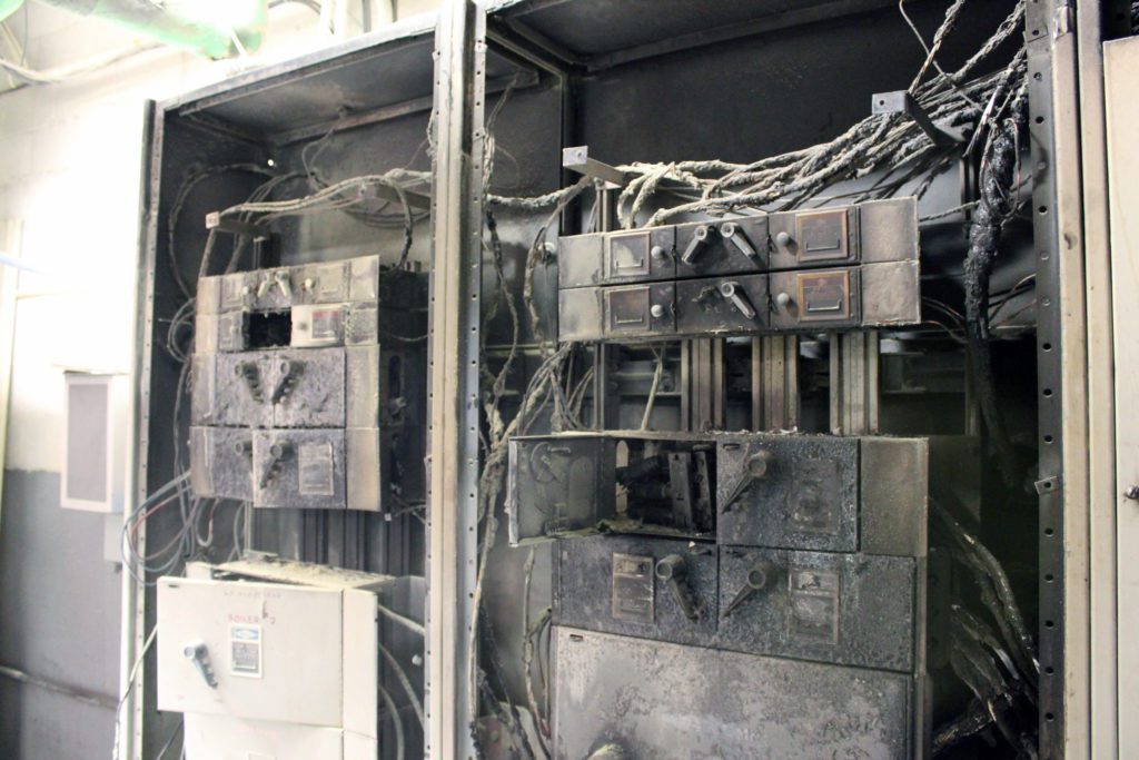 old heat-damaged electrical box