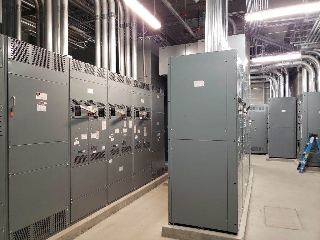 interior shot of a commercial building electrical room